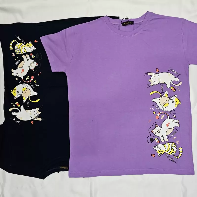 خرید تیشرت زنانه چاپ دارطرح گربه