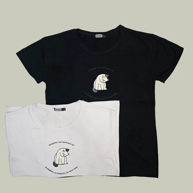 خرید تیشرت زنانه سوپر پنبه طرح گربه