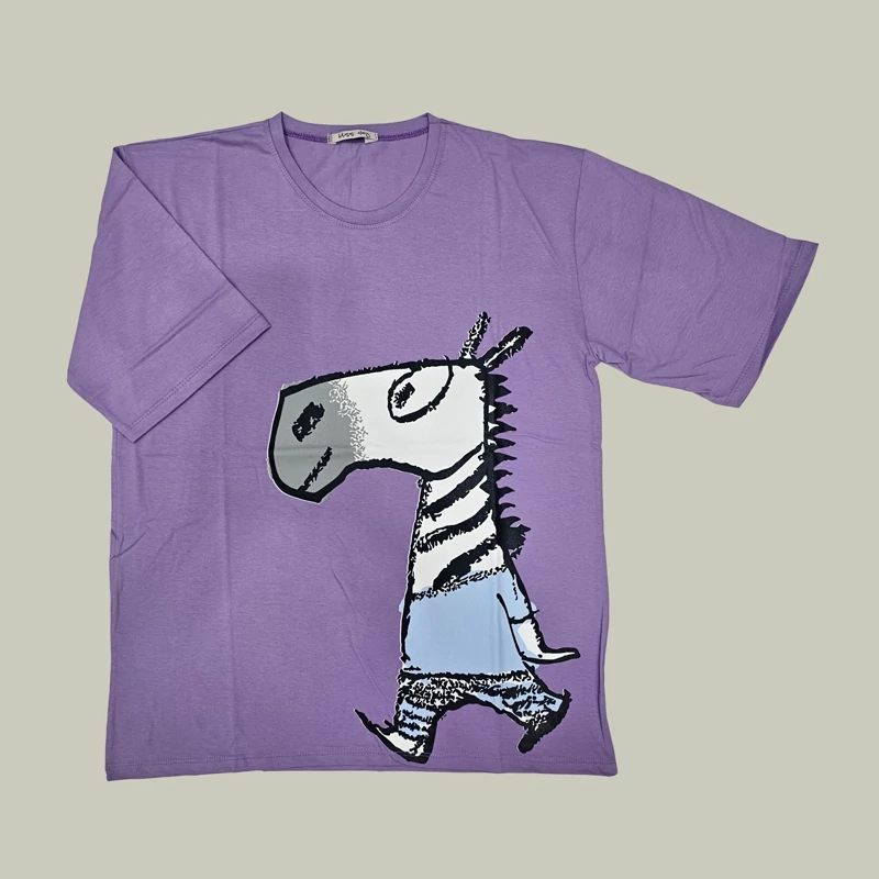 تیشرت لانگ آستین سه ربع زنانه طرح گورخر