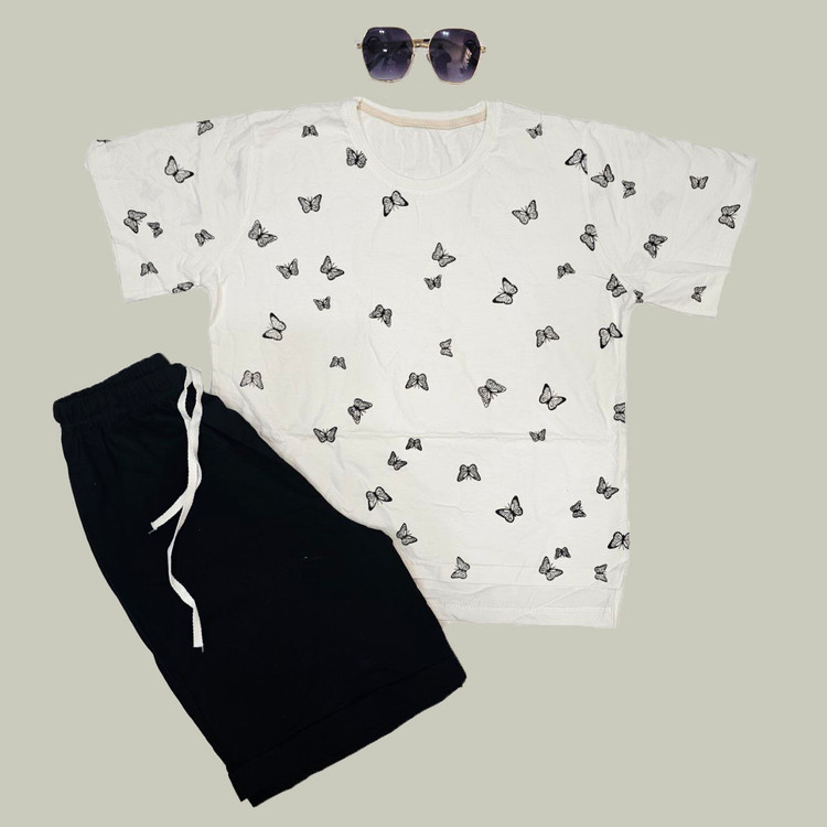 خرید ست کراپ و شورتک پنبه ای زنانه