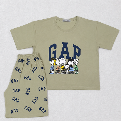 ست کراپ و شورتک زنانه طرح Gap