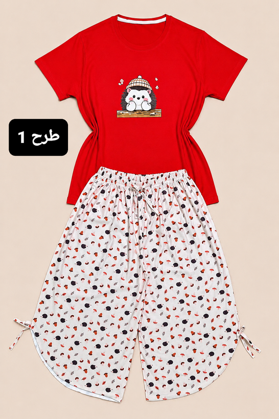 ست تیشرت وشلوارک زنانه دمپا هلالی