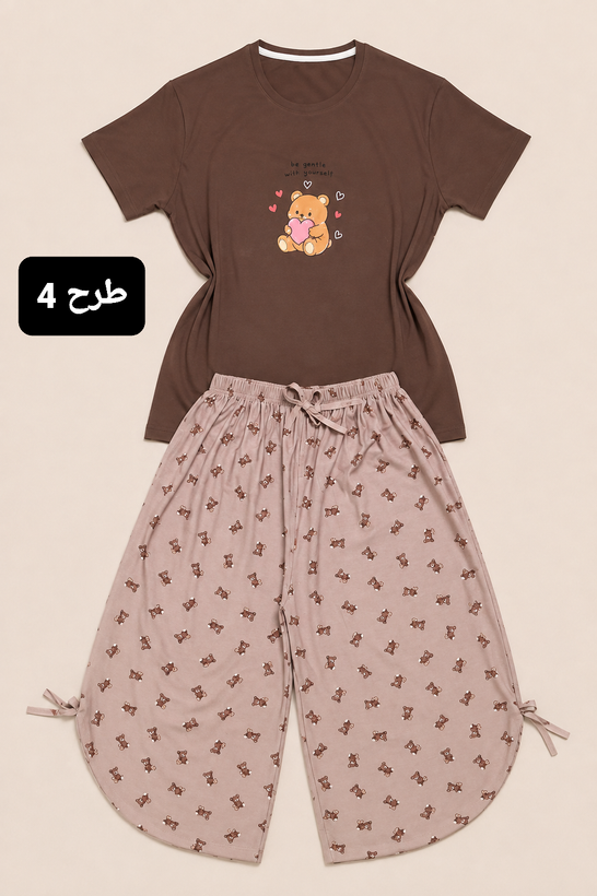 ست تیشرت وشلوارک زنانه دمپا هلالی