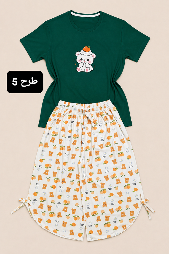 ست تیشرت وشلوارک زنانه دمپا هلالی