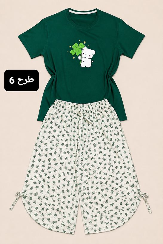 ست تیشرت وشلوارک زنانه دمپا هلالی