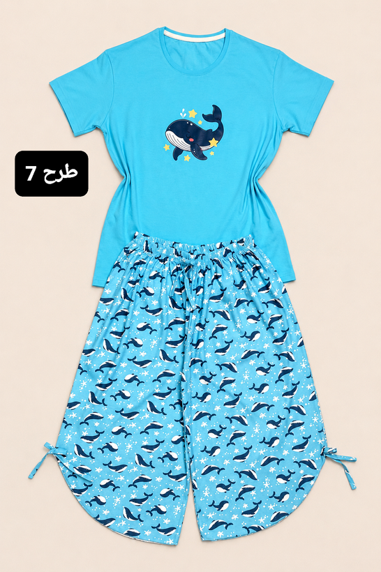 ست تیشرت وشلوارک زنانه دمپا هلالی